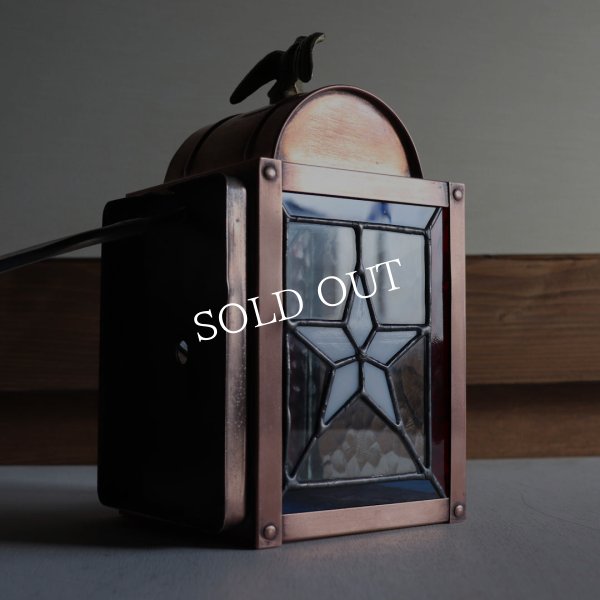 USAヴィンテージランタンランプ・リメイクステンドグラス壁掛け屋内照明｜ブラケットライト