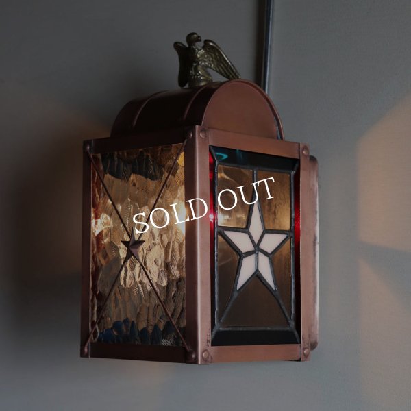 USAヴィンテージランタンランプ・リメイクステンドグラス壁掛け屋内照明｜ブラケットライト