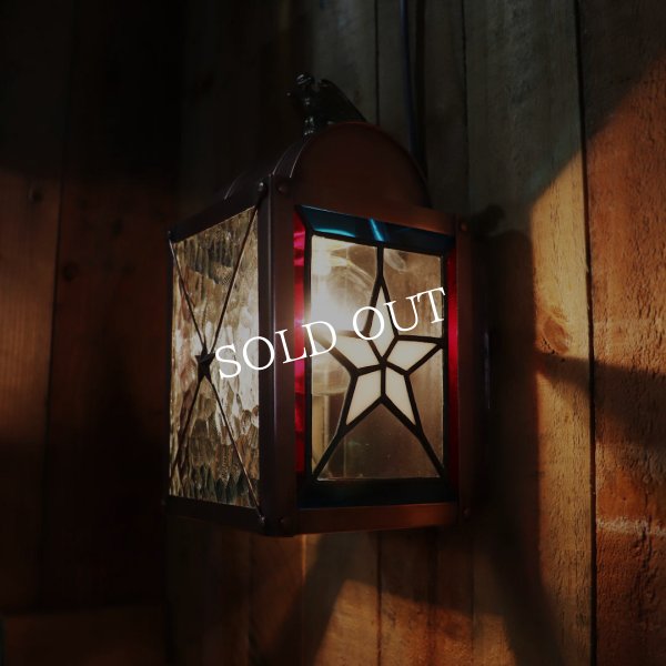 USAヴィンテージランタンランプ・リメイクステンドグラス壁掛け屋内照明｜ブラケットライト