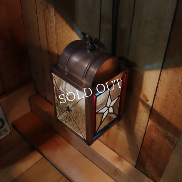 USAヴィンテージランタンランプ・リメイクステンドグラス壁掛け屋内照明｜ブラケットライト