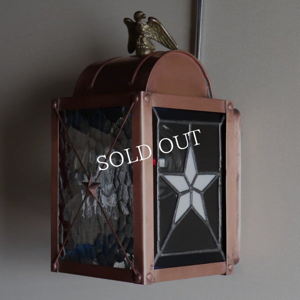 USAヴィンテージランタンランプ・リメイクステンドグラス壁掛け屋内照明｜ブラケットライト