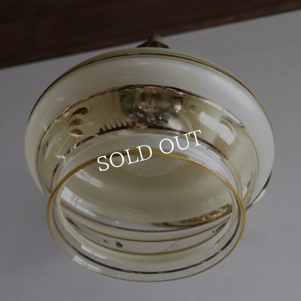 アンティーク照明｜ヴィンテージ金彩アンバーガラスシェードのブラケットライト