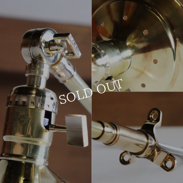 インダストリアルブラスブラケットライト｜工業系平皿シェード&角度調整付き壁掛け照明