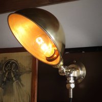 画像1: 【取付け工事不要】インダストリアルブラケットライト真鍮製ラウンドシェード｜工業系壁掛け照明