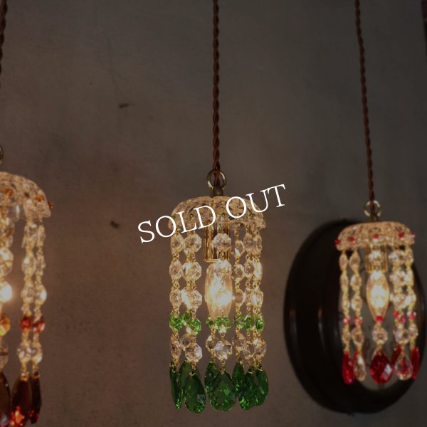 アンティーク照明｜ミニシャンデリアペンダントライト｜グリーン緑