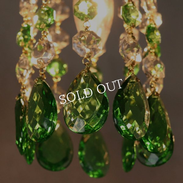 アンティーク照明｜ミニシャンデリアペンダントライト｜グリーン緑