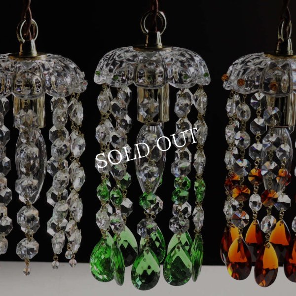 アンティーク照明｜ミニシャンデリアペンダントライト｜グリーン緑