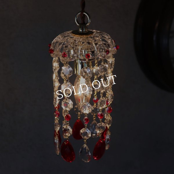 アンティーク照明｜ミニシャンデリアペンダントライト｜レッドred赤