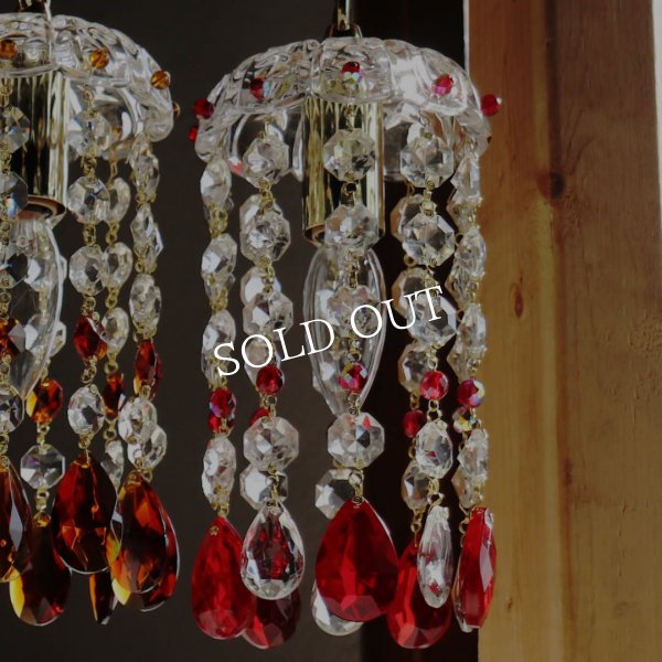 アンティーク照明｜ミニシャンデリアペンダントライト｜レッドred赤