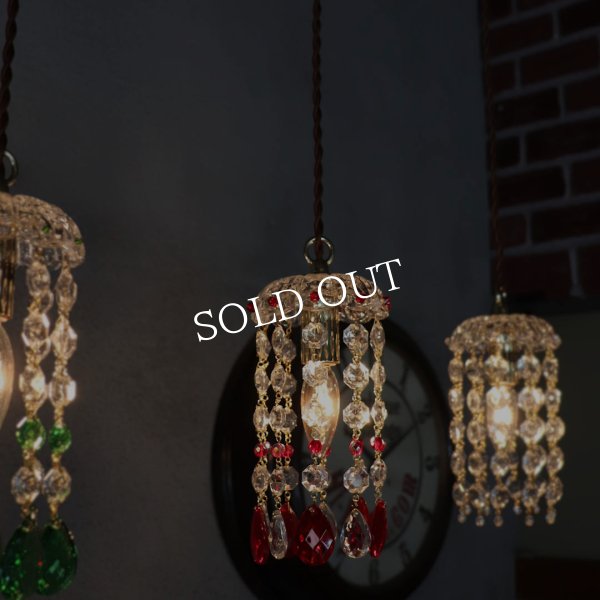 アンティーク照明｜ミニシャンデリアペンダントライト｜レッドred赤