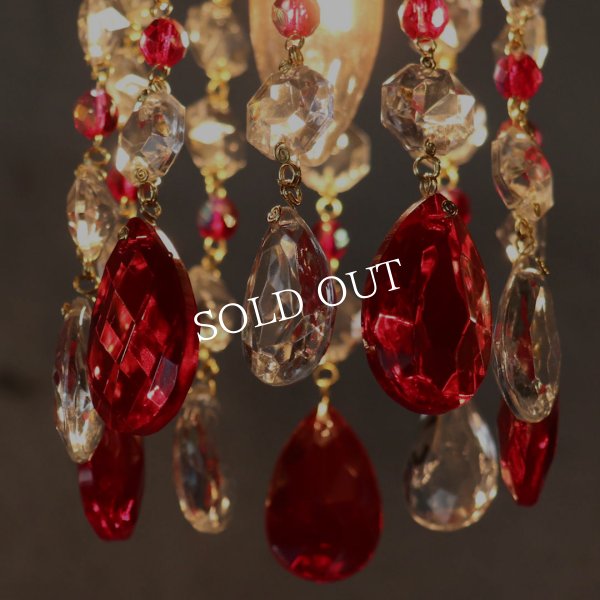 アンティーク照明｜ミニシャンデリアペンダントライト｜レッドred赤