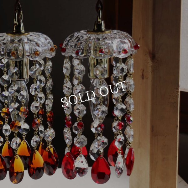 アンティーク照明｜ミニシャンデリアペンダントライト｜レッドred赤