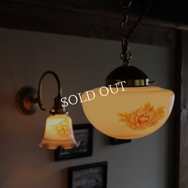 アンティーク吊下げ照明薔薇｜USAヴィンテージペンダントライト・ローズオーロラシェード