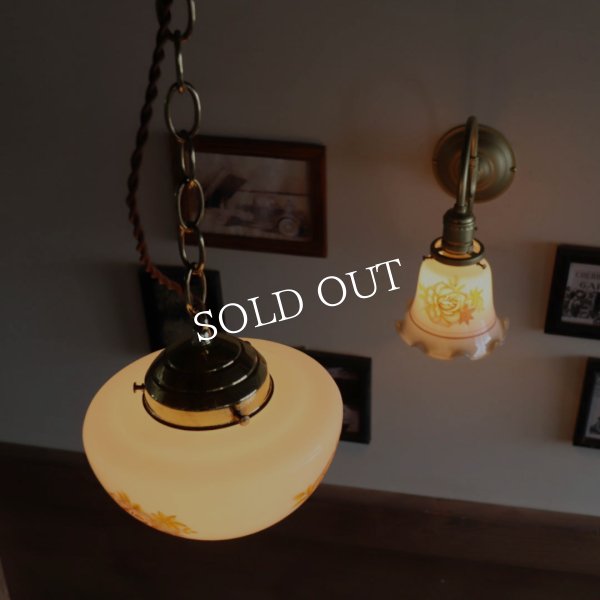 アンティーク吊下げ照明薔薇｜USAヴィンテージペンダントライト・ローズオーロラシェード