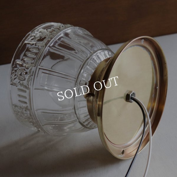 USAヴィンテージガラスシェード&真鍮製シーリングライト｜アンティーク天井照明
