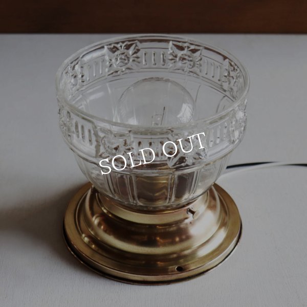 USAヴィンテージガラスシェード&真鍮製シーリングライト｜アンティーク天井照明