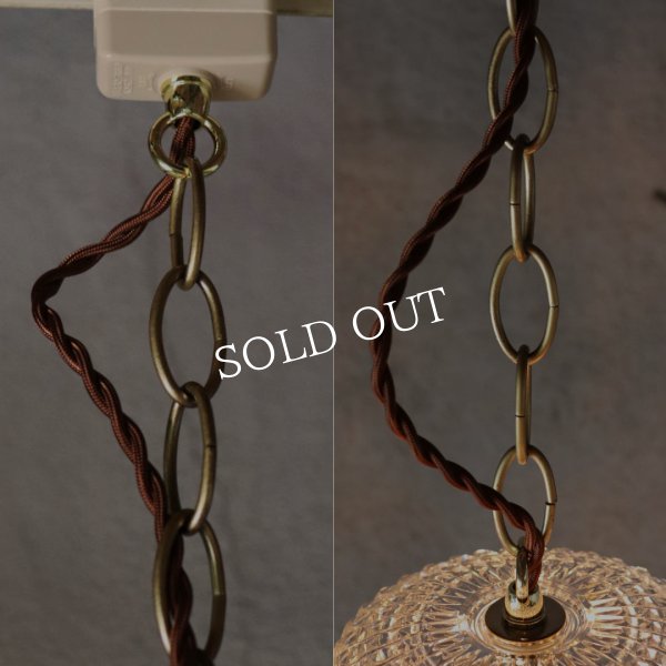 ヴィンテージガラス製ミニシャンデリアペンダントライト大粒オクタゴンプリズム｜天井照明・吊下げ照明