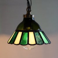 画像1: 【グリーン・緑系】ステンドグラスミニペンダントライト花型｜吊下げ照明・天井照明