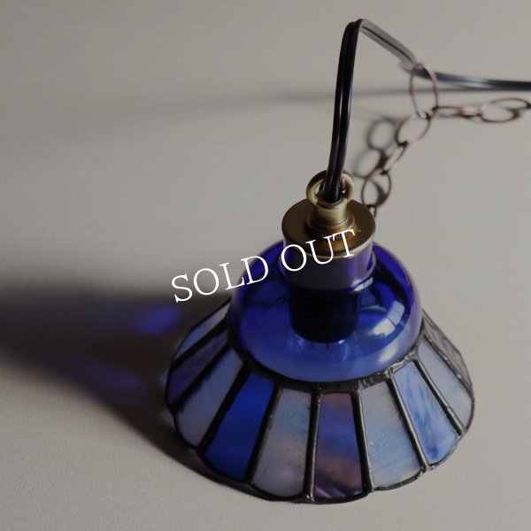 画像17: 【コバルトブルー・青系】ステンドグラスミニペンダントライト花型｜吊下げ照明・天井照明 (17)