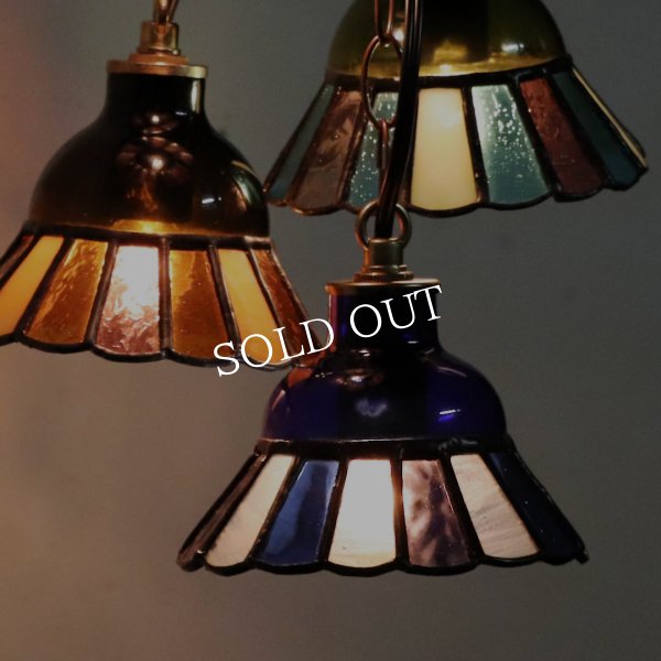 画像5: 【コバルトブルー・青系】ステンドグラスミニペンダントライト花型｜吊下げ照明・天井照明 (5)