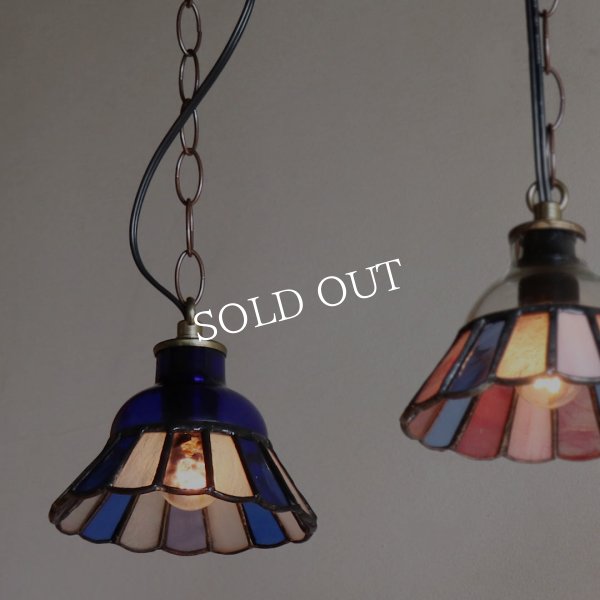 画像11: 【コバルトブルー・青系】ステンドグラスミニペンダントライト花型｜吊下げ照明・天井照明 (11)