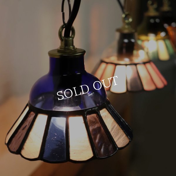 画像13: 【コバルトブルー・青系】ステンドグラスミニペンダントライト花型｜吊下げ照明・天井照明 (13)