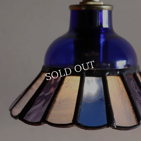 画像14: 【コバルトブルー・青系】ステンドグラスミニペンダントライト花型｜吊下げ照明・天井照明 (14)