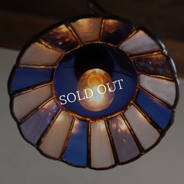 画像3: 【コバルトブルー・青系】ステンドグラスミニペンダントライト花型｜吊下げ照明・天井照明 (3)