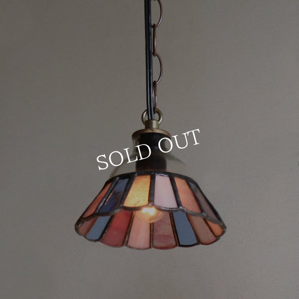 画像7: 【ピンク・青系】ステンドグラスミニペンダントライト花型｜吊下げ照明・天井照明 (7)