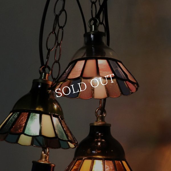 画像12: 【ピンク・青系】ステンドグラスミニペンダントライト花型｜吊下げ照明・天井照明 (12)