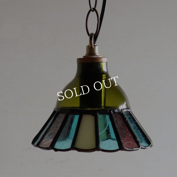 画像2: 【モスグリーン・緑系】ステンドグラスミニペンダントライト花型｜吊下げ照明・天井照明 (2)