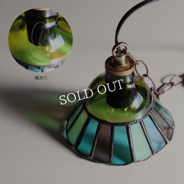 画像5: 【モスグリーン・緑系】ステンドグラスミニペンダントライト花型｜吊下げ照明・天井照明 (5)