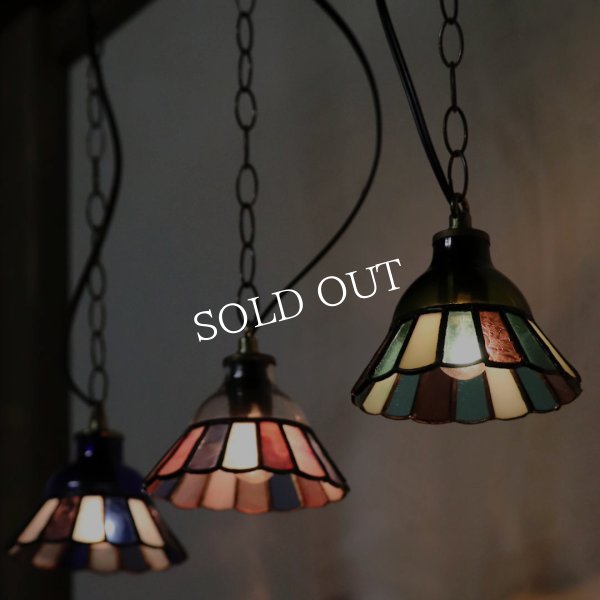 画像9: 【モスグリーン・緑系】ステンドグラスミニペンダントライト花型｜吊下げ照明・天井照明 (9)