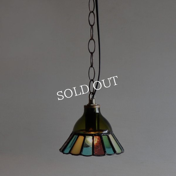 画像14: 【モスグリーン・緑系】ステンドグラスミニペンダントライト花型｜吊下げ照明・天井照明 (14)
