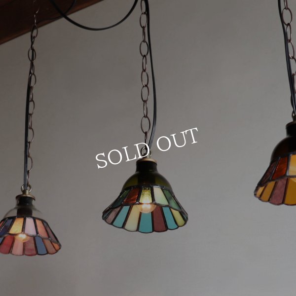 画像16: 【モスグリーン・緑系】ステンドグラスミニペンダントライト花型｜吊下げ照明・天井照明 (16)