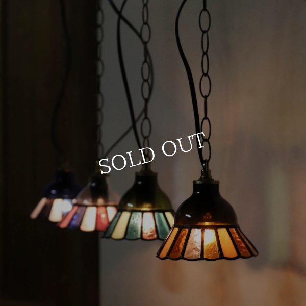 画像7: 【アンバー・琥珀系】ステンドグラスミニペンダントライト花型｜吊下げ照明・天井照明 (7)