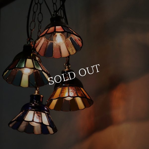 画像8: 【アンバー・琥珀系】ステンドグラスミニペンダントライト花型｜吊下げ照明・天井照明 (8)