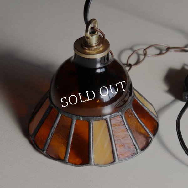 画像16: 【アンバー・琥珀系】ステンドグラスミニペンダントライト花型｜吊下げ照明・天井照明 (16)