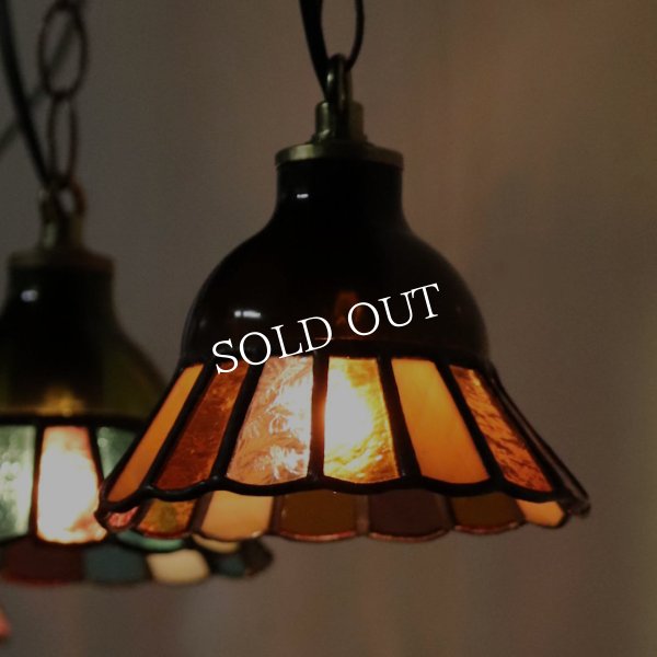 画像9: 【アンバー・琥珀系】ステンドグラスミニペンダントライト花型｜吊下げ照明・天井照明 (9)