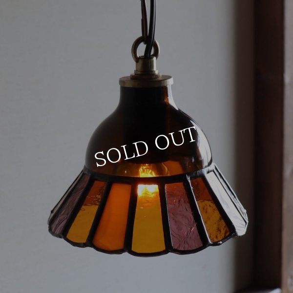 画像11: 【アンバー・琥珀系】ステンドグラスミニペンダントライト花型｜吊下げ照明・天井照明 (11)
