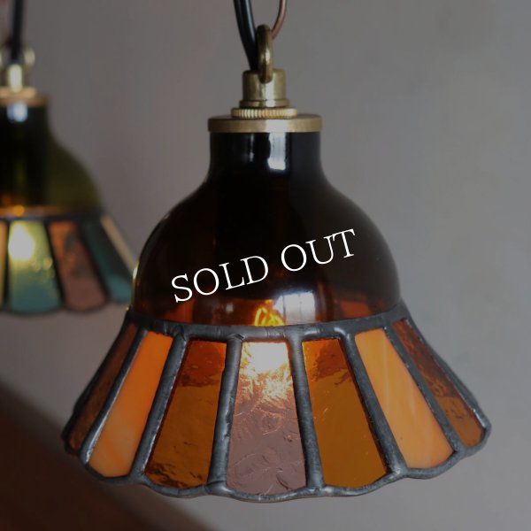 画像14: 【アンバー・琥珀系】ステンドグラスミニペンダントライト花型｜吊下げ照明・天井照明 (14)