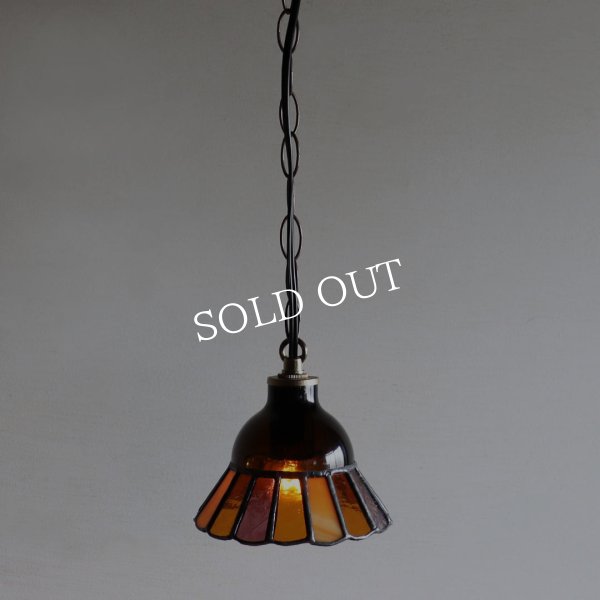 画像15: 【アンバー・琥珀系】ステンドグラスミニペンダントライト花型｜吊下げ照明・天井照明 (15)