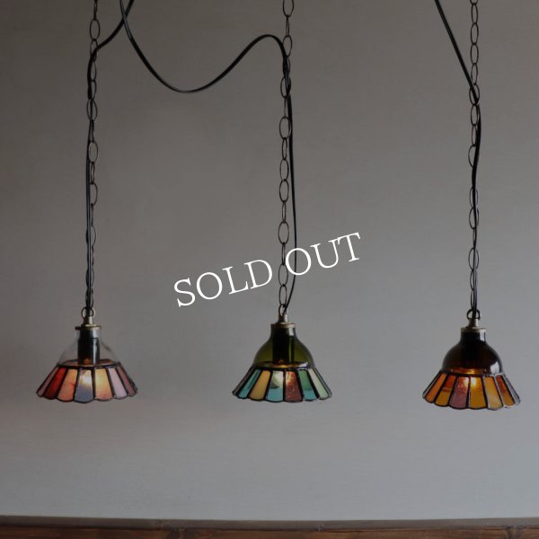 画像19: 【アンバー・琥珀系】ステンドグラスミニペンダントライト花型｜吊下げ照明・天井照明 (19)