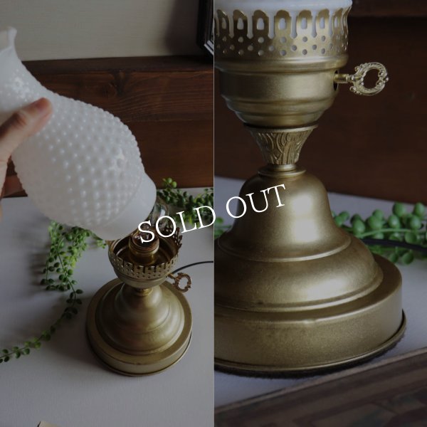 ミルクガラスホブネイルフリルシェードテーブルライト｜アンティーク卓上照明USAヴィンテージ・ミッドセンチュリー