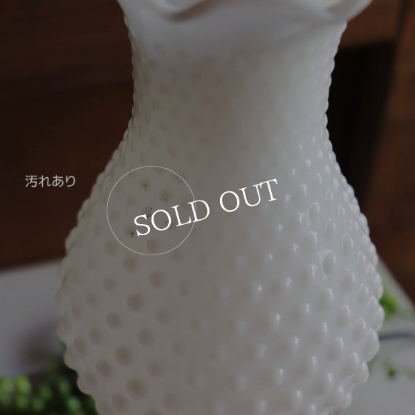 ミルクガラスホブネイルフリルシェードテーブルライト｜アンティーク卓上照明USAヴィンテージ・ミッドセンチュリー