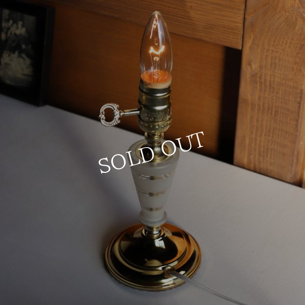 ミッドセンチュリー金彩ガラステーブルライト｜ヴィンテージ卓上照明スタンドライト