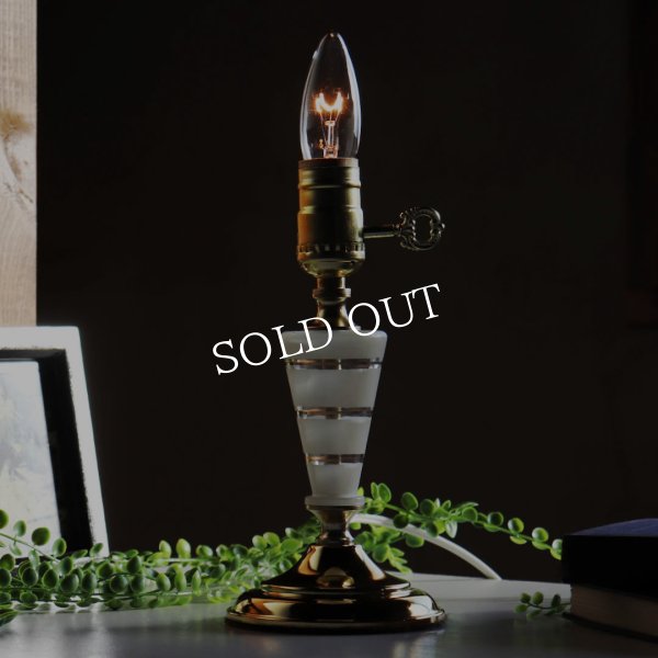 ミッドセンチュリー金彩ガラステーブルライト｜ヴィンテージ卓上照明スタンドライト