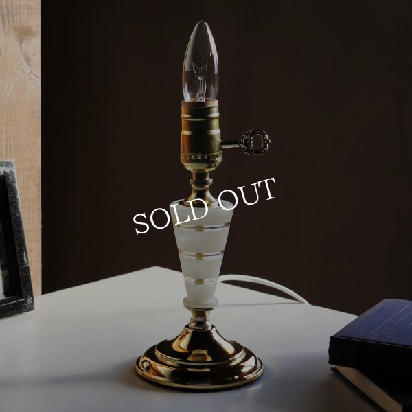 ミッドセンチュリー金彩ガラステーブルライト｜ヴィンテージ卓上照明スタンドライト