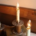 古い工業系糸巻のキャンドルテーブルライト卓上照明｜ヴィンテージインダストリアルスプールテーブルランプ