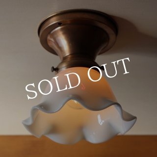 USAヴィンテージミルクガラス製ラウンドボールハンギングランプ